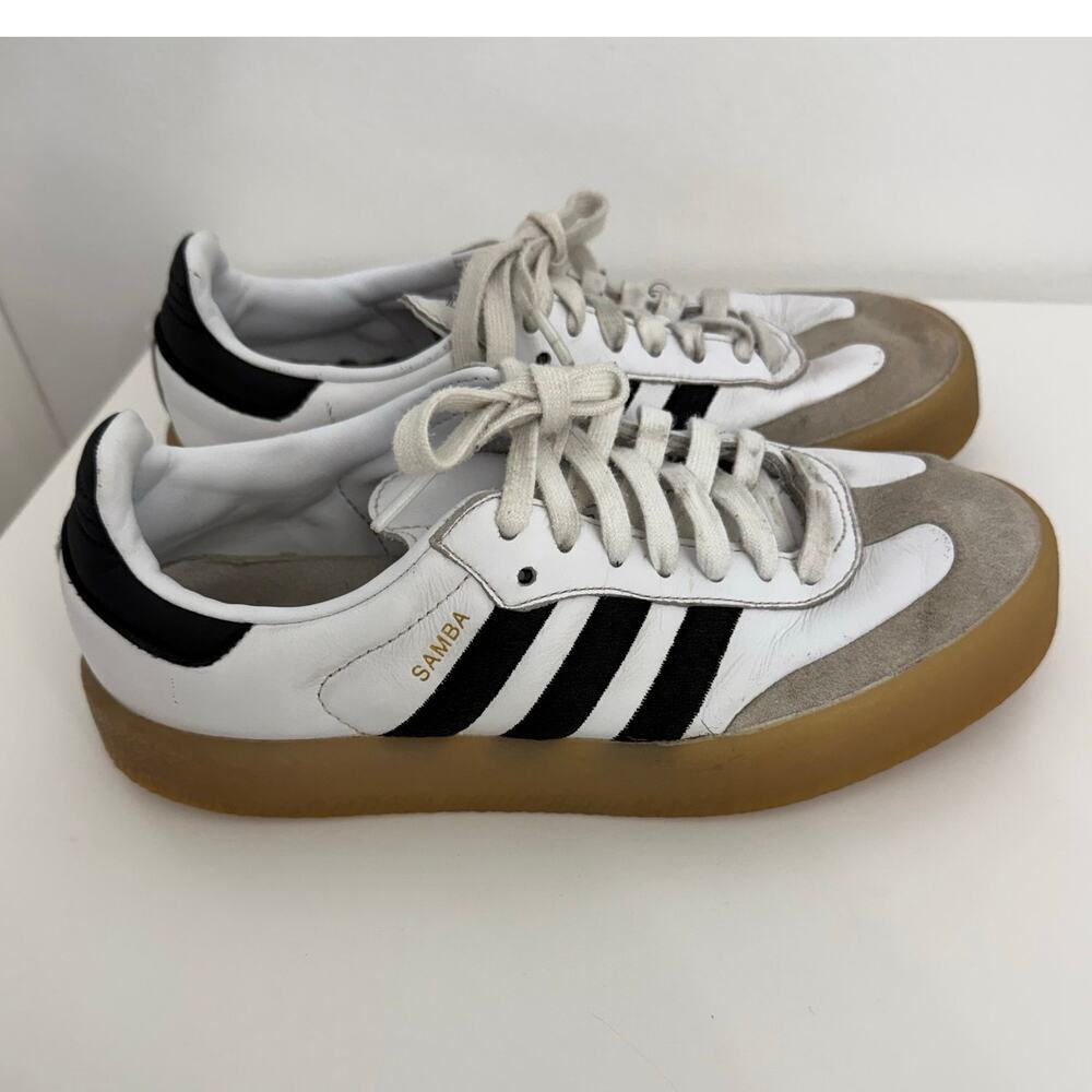 Adidas Sambae Samba Sneakers Women's 7 Black White Gum Casual Preppy Minimalist